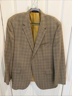 Coppley Men's Beige Plaid Sport Coat Blazer